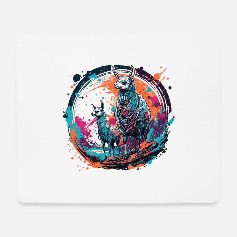 Astronaut / Weltall / Weltraum / Raumschiff / Lama - Mousepad (Querformat) - Weiß