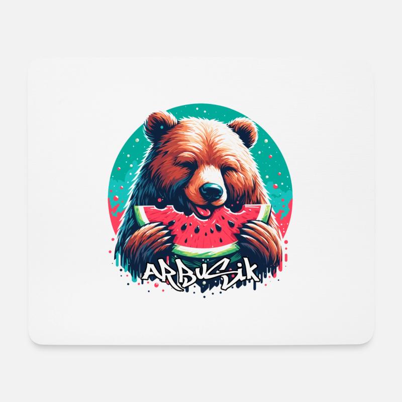 Wassermelone Arbusik Bär lecker Geschenk - Mousepad (Querformat) - Weiß