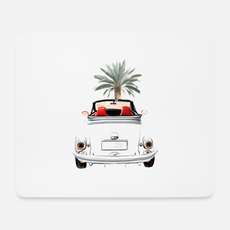 Cabrio im Sommer mit Palme Cabriolet Fahrspaß - Mousepad (Querformat) - Weiß