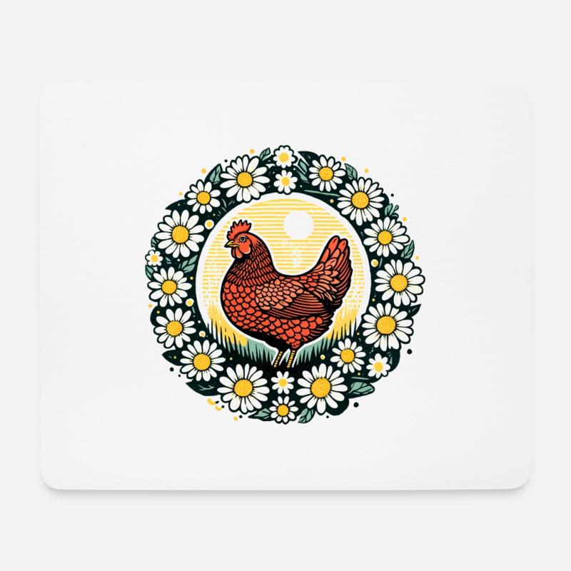 Retro-Huhn - Mousepad (Querformat) - Weiß