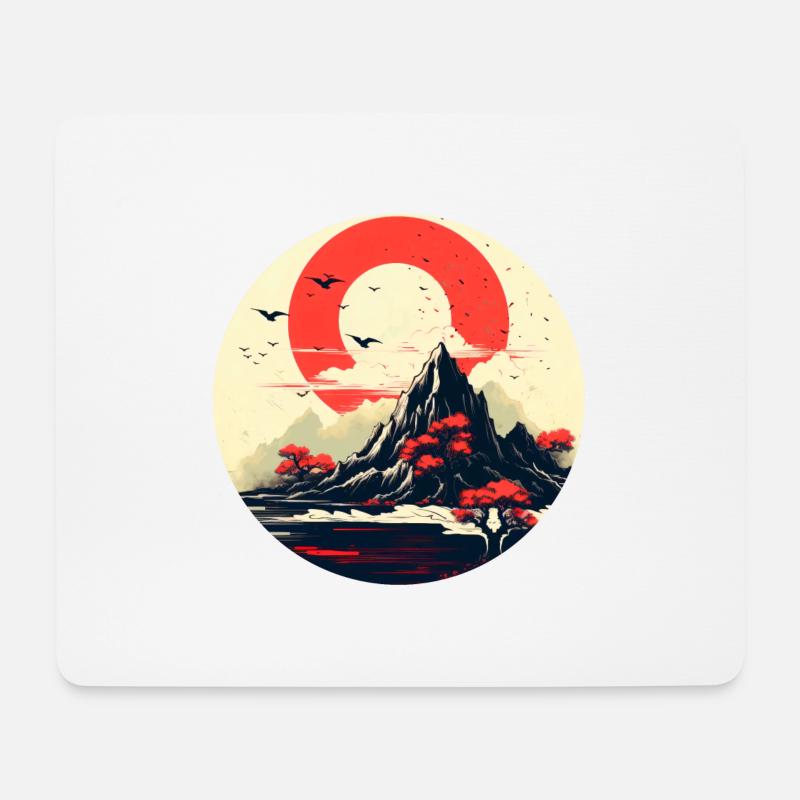 Ein Berg im Land der aufgehenden Sonne - Mousepad (Querformat) - Weiß