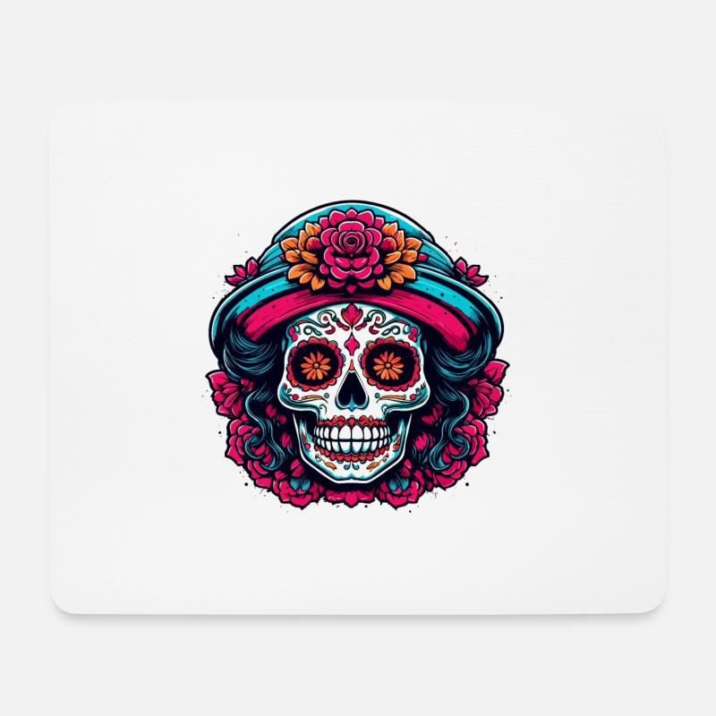 La Catrina/ Tattoo / Mexiko / Totenkopf / Skull - Mousepad (Querformat) - Weiß