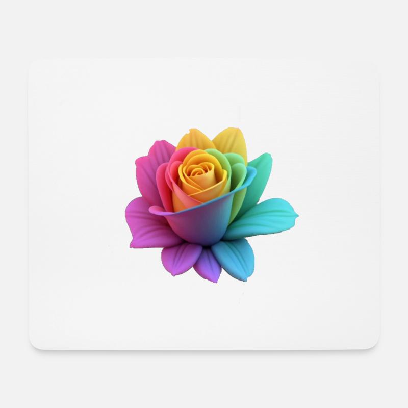 Regenbogen-Rose - Mousepad (Querformat) - Weiß