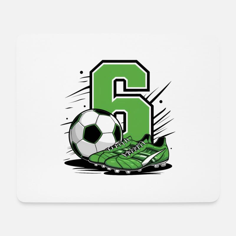 Fussball 6 Jahre - Mousepad (Querformat) - Weiß
