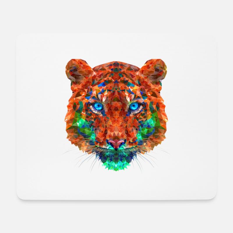 Polygon Tiger - Mousepad (Querformat) - Weiß