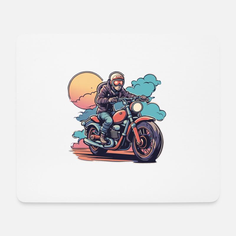 Moto Rouge Moto - Tapis de souris (format paysage) - blanc