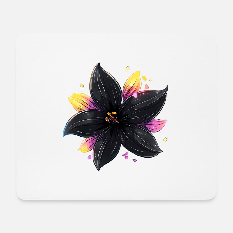 Black Flower - Mousepad (Querformat) - Weiß