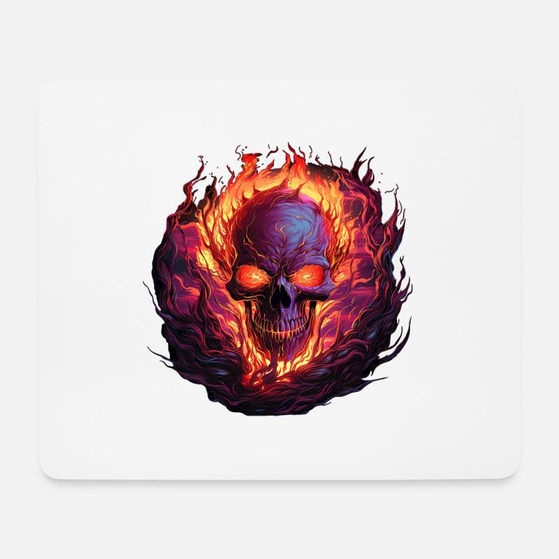 Flammenschädel der Ewigkeit - Mousepad (Querformat) - Weiß