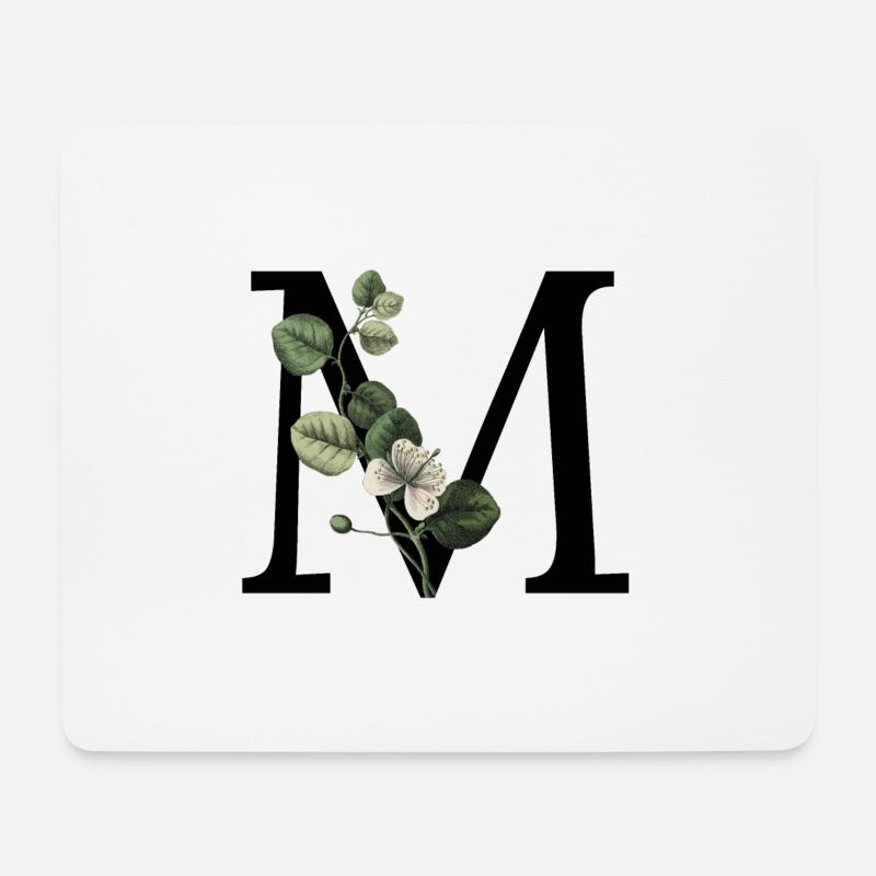 Buchstabe M Grün Botanisch - Mousepad (Querformat) - Weiß