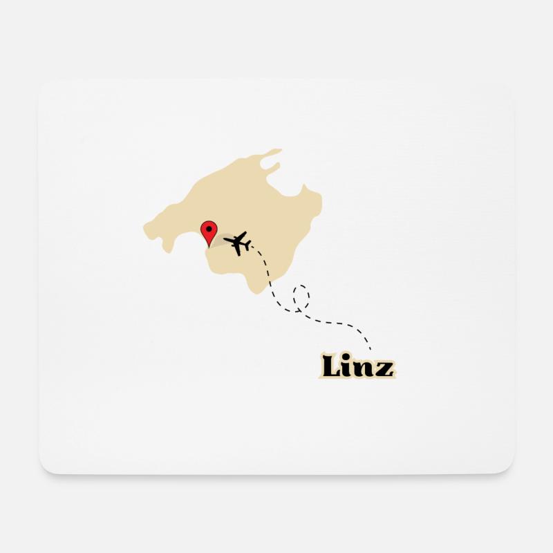 Reiseziel Mallorca Flug von Linz - Mousepad (Querformat) - Weiß