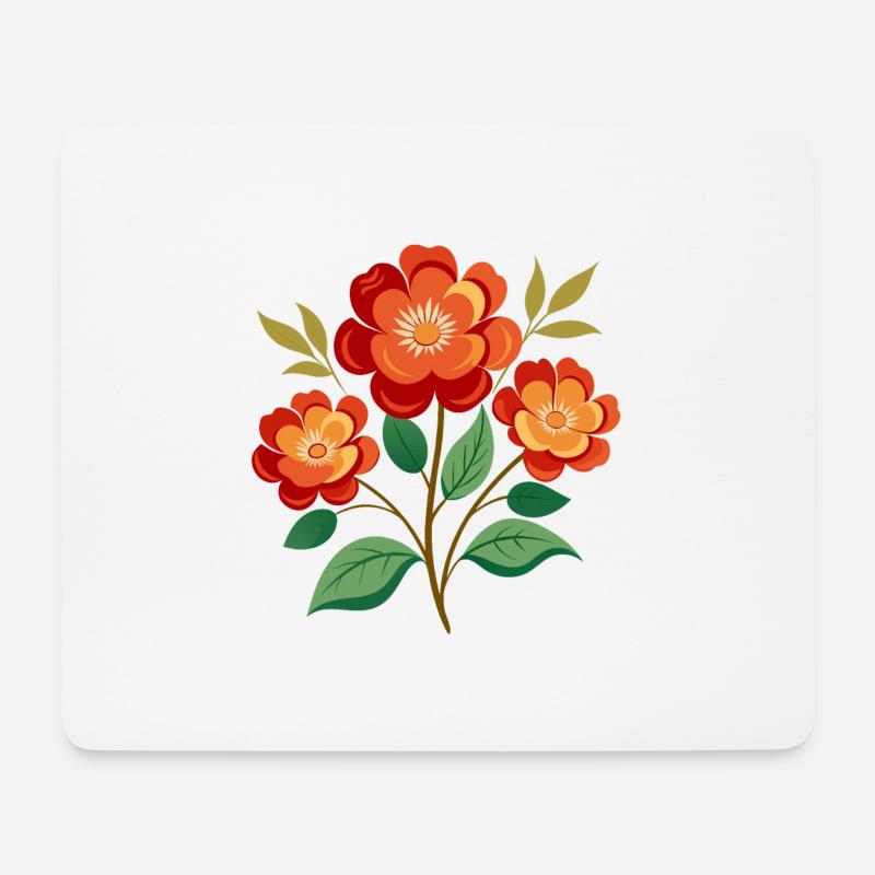 Vintage Blumen in Rot - Mousepad (Querformat) - Weiß