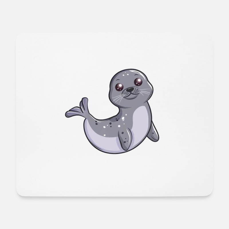 Niedlicher Seehund Winkt Dir Zu - Mousepad (Querformat) - Weiß