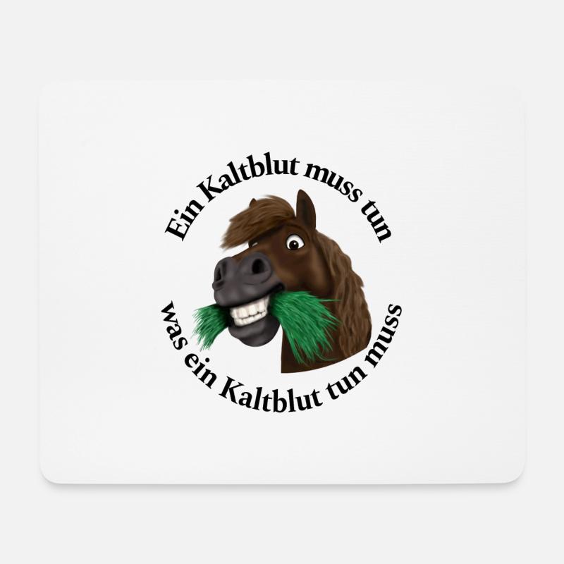 Pummelpony Nimmersatt Kaltblut - Mousepad (Querformat) - Weiß