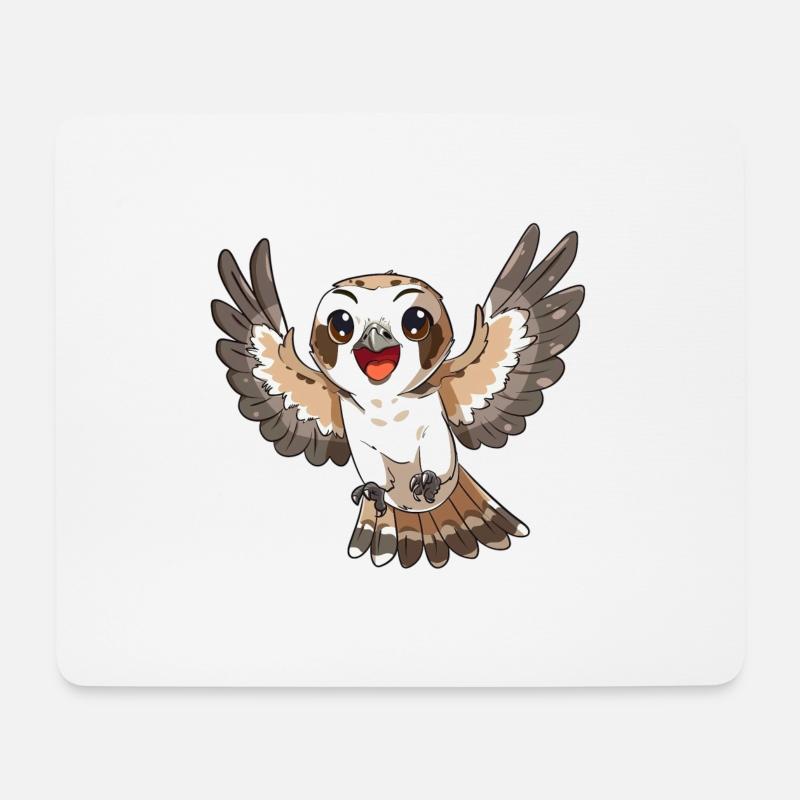 Freudiger Falke Flügel Ausbreiten - Mousepad (Querformat) - Weiß