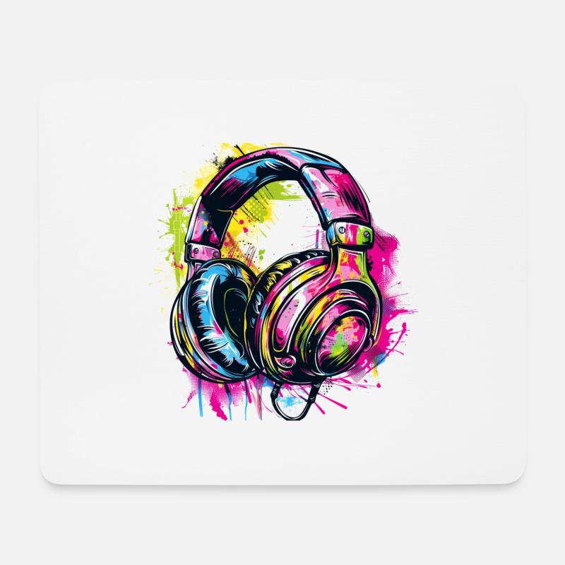 Graffiti Kopfhörer Headphones - Mousepad (Querformat) - Weiß