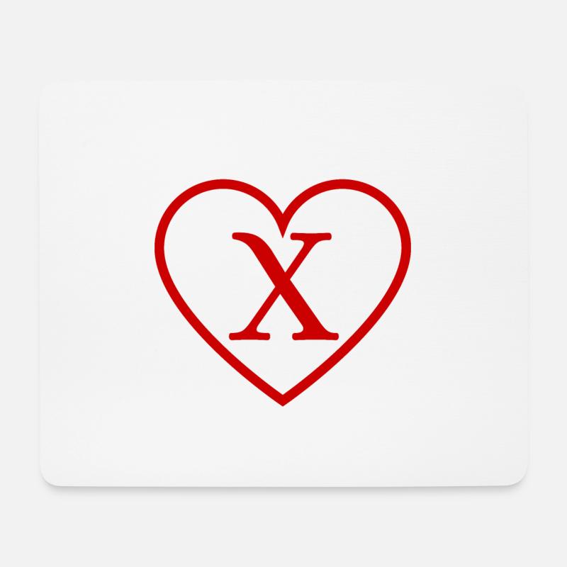 Buchstabe x Rotes Herz - Mousepad (Querformat) - Weiß