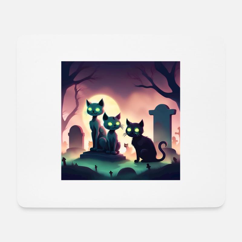 Eine neblige Nacht auf dem Katzenfriedhof - Mousepad (Querformat) - Weiß