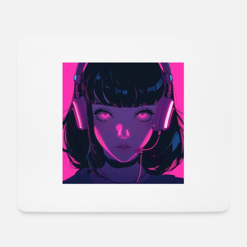 80er Jahre Anime Mädchen beruhigender hochwertiger Modedruck - Mousepad (Querformat) - Weiß