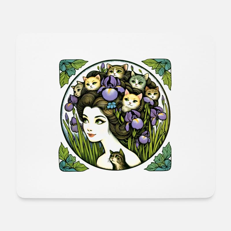 Katzendame - Mousepad (Querformat) - Weiß