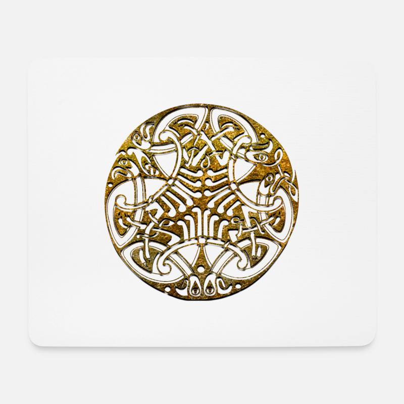 Keltische Kreise, Ecken, Farbfelder, Gothic-Symbole - Mousepad (Querformat) - Weiß
