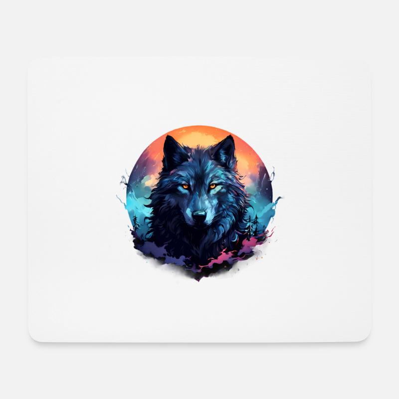 Dunkler Wolf - Mousepad (Querformat) - Weiß