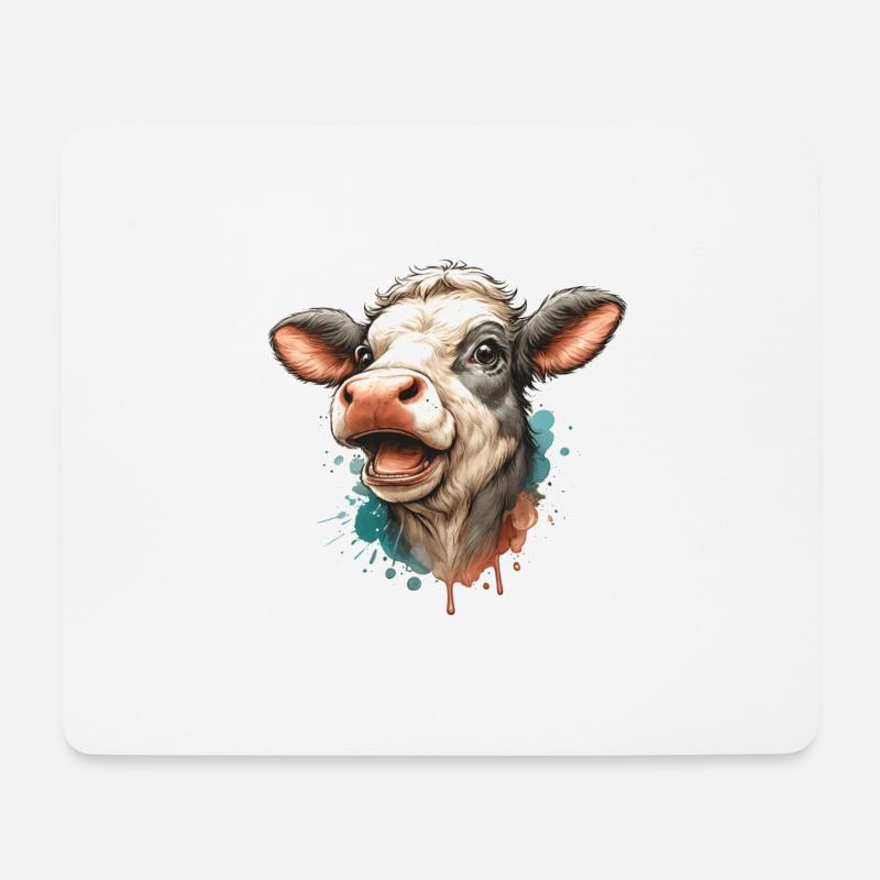 Glückliche Kuh - Mousepad (Querformat) - Weiß