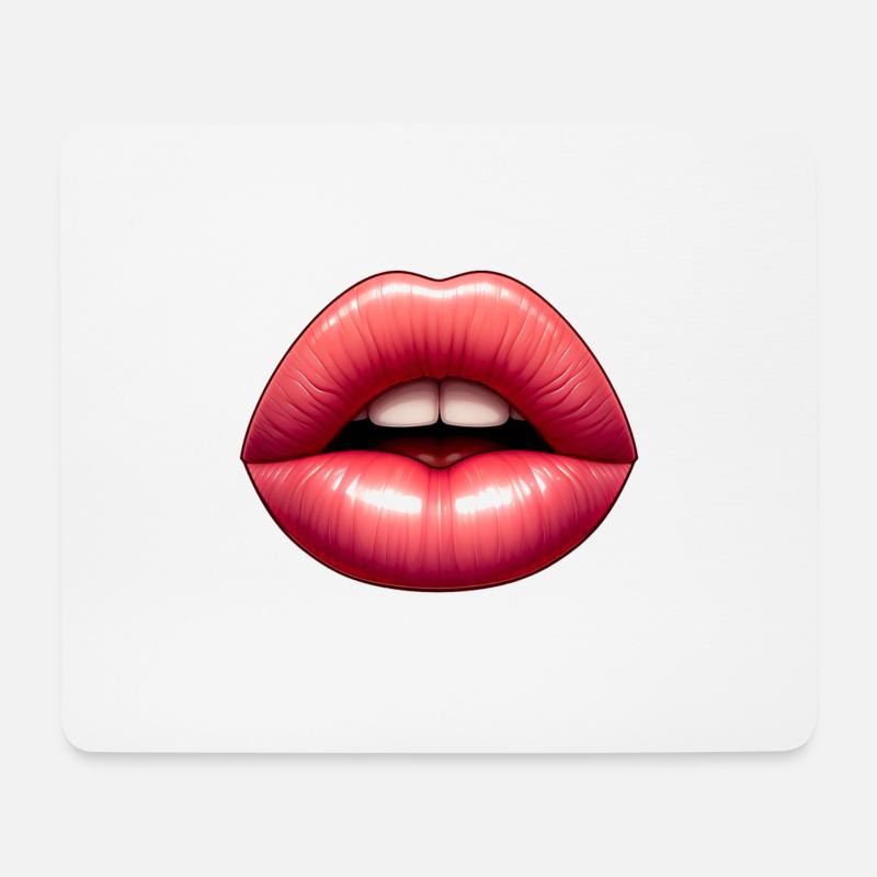 Pralle Lippen - Mousepad (Querformat) - Weiß