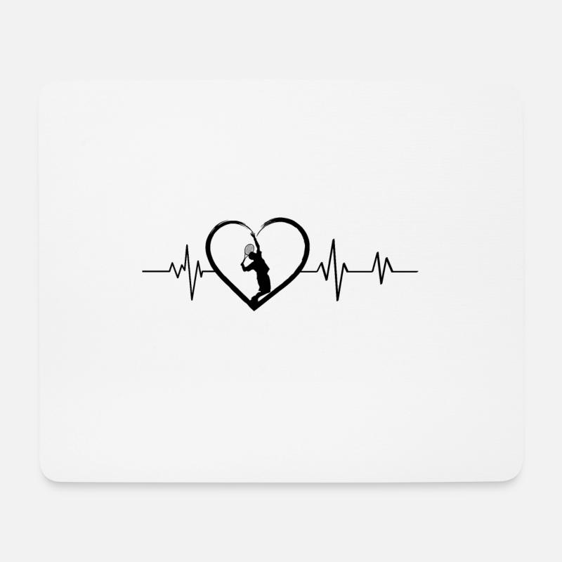 Tennis-Herzschlag - Mousepad (Querformat) - Weiß