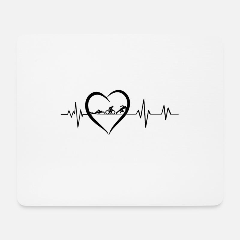 Triathlon-Herzschlag - Mousepad (Querformat) - Weiß