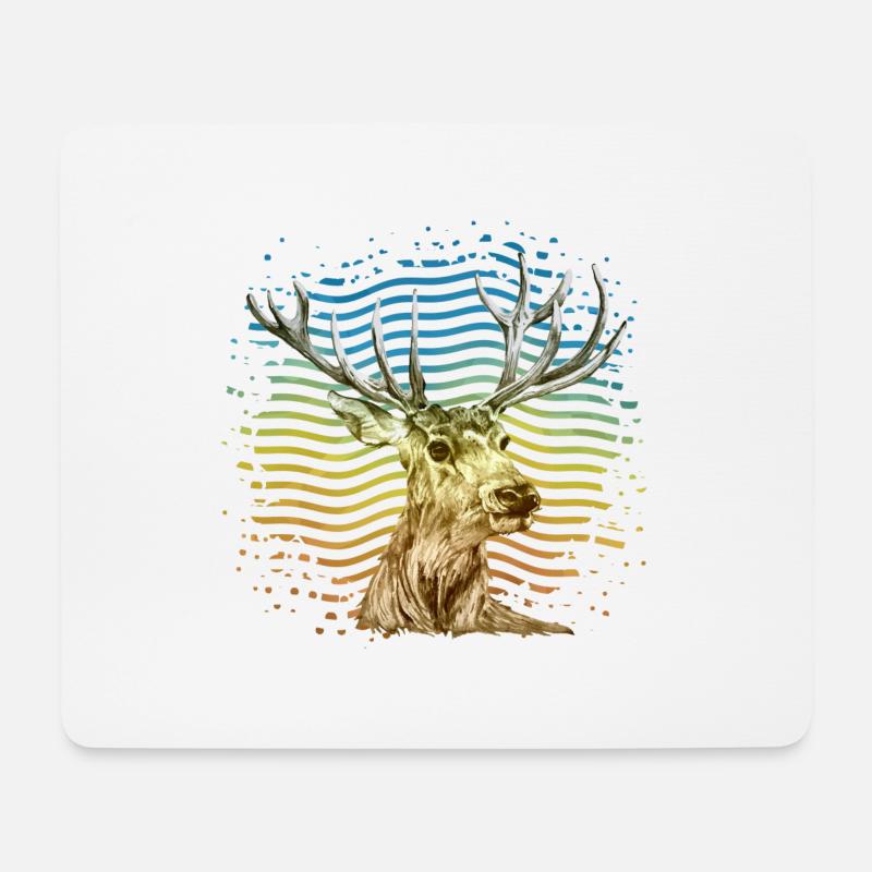 Hirsch - Mousepad (Querformat) - Weiß