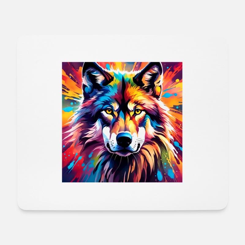 Wolf 1 - Mousepad (Querformat) - Weiß