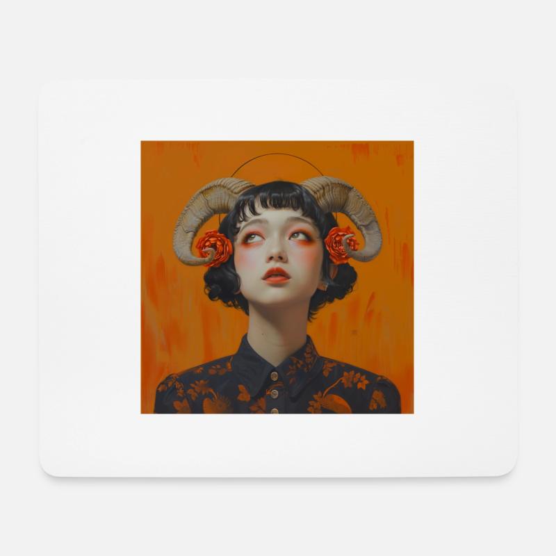 Japanisches Mädchen Porträt - Mousepad (Querformat) - Weiß