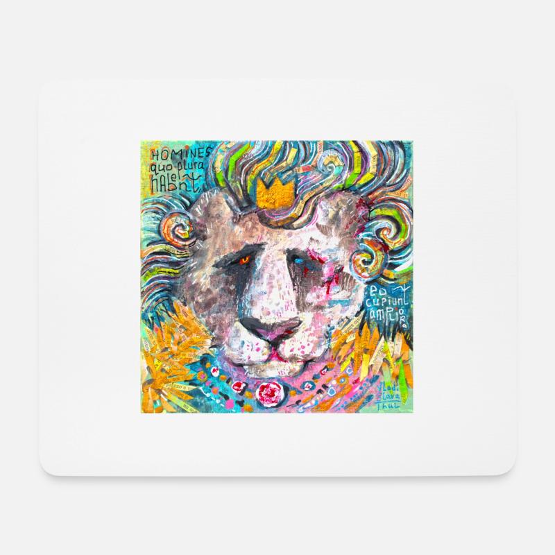 Löwe zerschmettern - Mousepad (Querformat) - Weiß