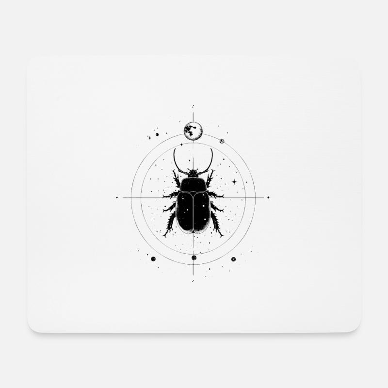 Kaefer im Weltall mit Mond und Sternen - Mousepad (Querformat) - Weiß