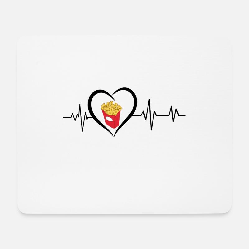 Herzschlag Pommes - Mousepad (Querformat) - Weiß