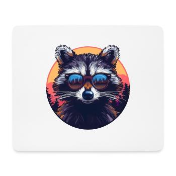 Raccoon Sunglasses Multicolored - Animal Motif Art W - Mouse Pad (horizontal) - white - Front