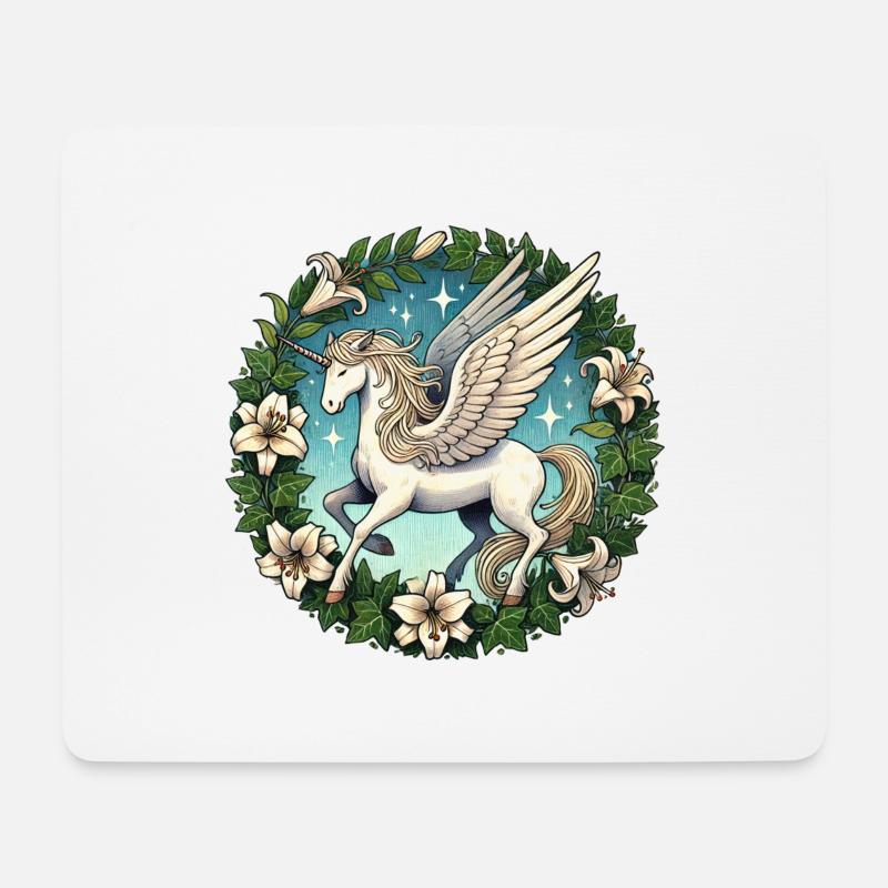 Licorne Pégase - Tapis de souris (format paysage) - blanc