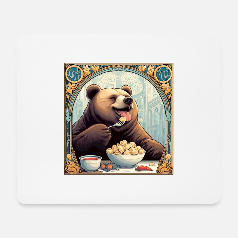 Pelmeni Bär russisch Geschenk - Mousepad (Querformat) - Weiß
