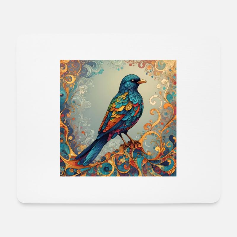 Vogel farbig rechteckig - Mousepad (Querformat) - Weiß
