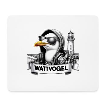 Coole Möwe Wattvogel mit Sonnenbrille und Kapuze - Mousepad (Querformat) - Weiß - Vorne
