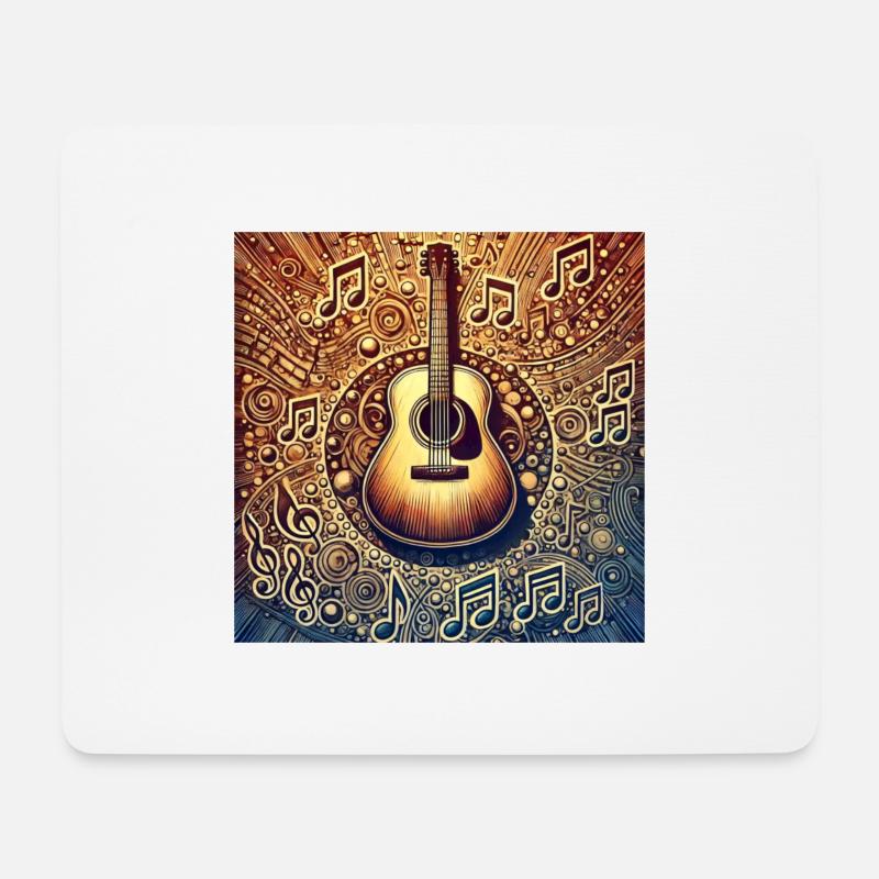 Gitarre mit Noten - Mousepad (Querformat) - Weiß