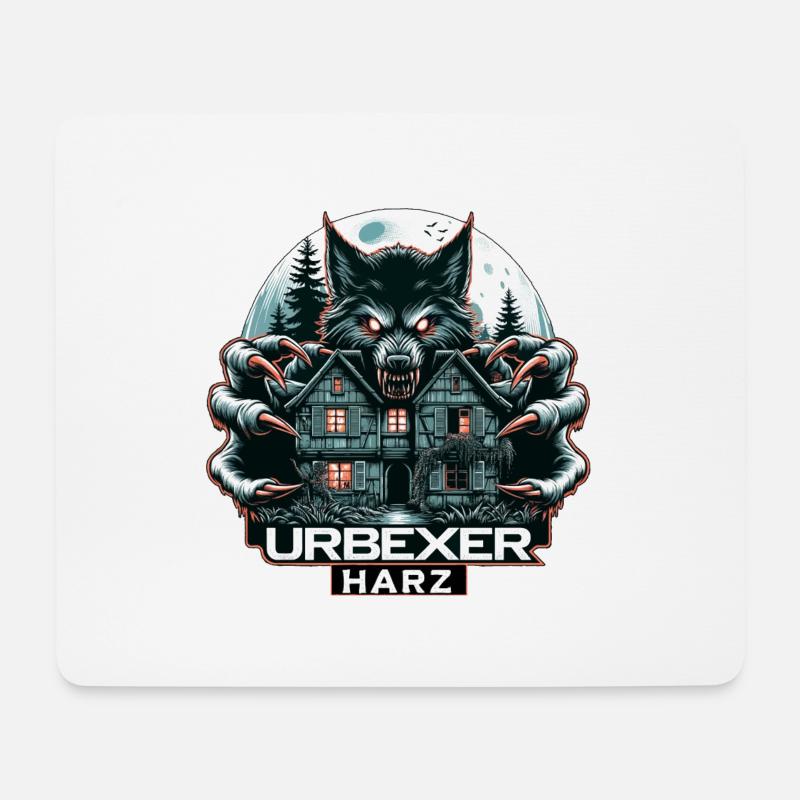 Wolf Urbexer Aufdruck mit einem Lostplace - Mousepad (Querformat) - Weiß
