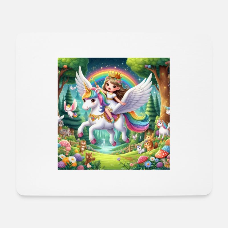 Prinzessin auf einem fliegenden Einhorn - Mousepad (Querformat) - Weiß