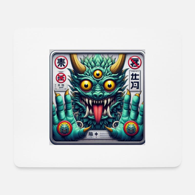 Japanisches Drachenmonster - Mousepad (Querformat) - Weiß