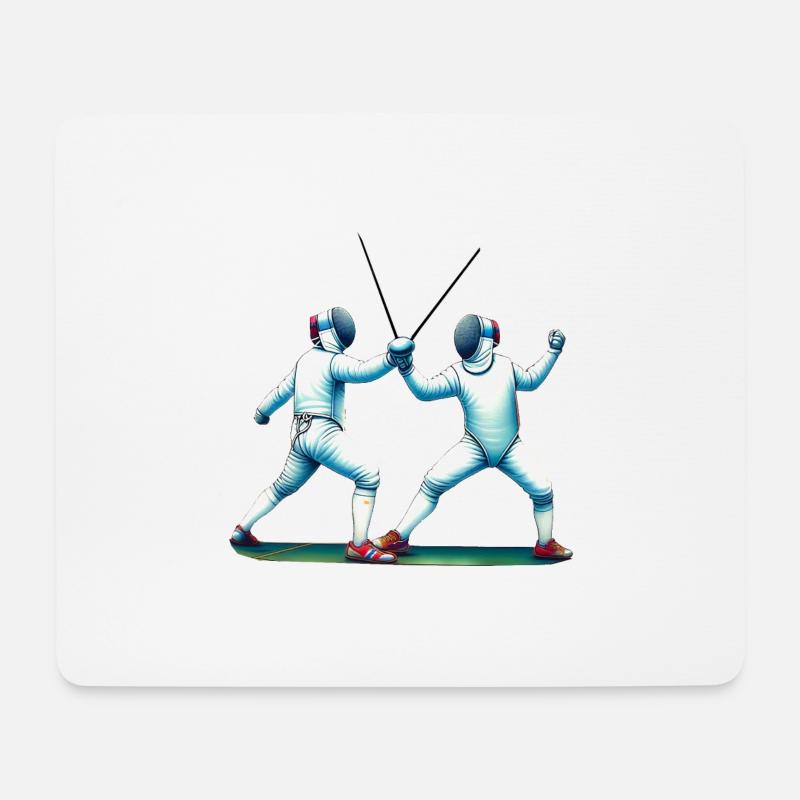 Eleganter Fechter, edler Sport - Mousepad (Querformat) - Weiß