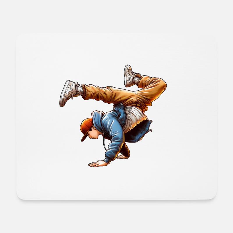 Energetische Breakdance-Tanzschritte - Mousepad (Querformat) - Weiß