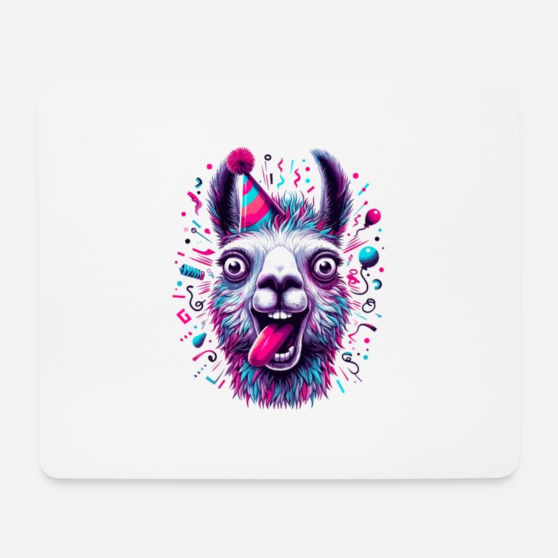 Party Lama feiern Geschenk - Mousepad (Querformat) - Weiß