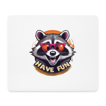 Verspielter Waschbär mit Sonnenbrille - Mousepad (Querformat) - Weiß - Vorne