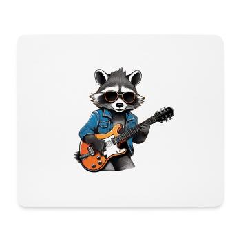 Stylischer Waschbär mit E-Gitarre - Mousepad (Querformat) - Weiß - Vorne