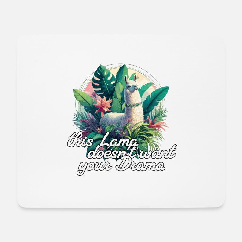 Lama Drama positiv Optimismus Geschenk - Mousepad (Querformat) - Weiß